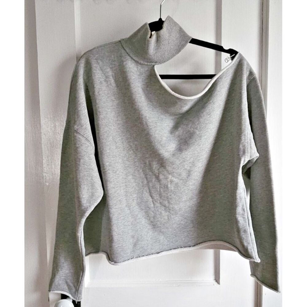 Six/Fifty the anywhere heather grey sweatshirt off the shoulder pullover woman S
